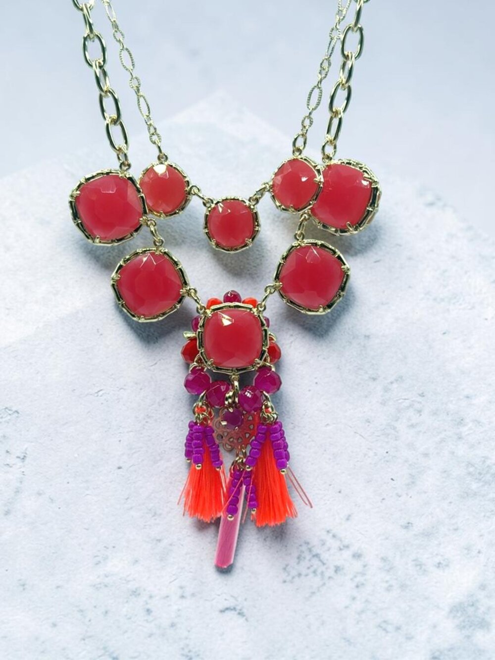Lilly Pulitzer Pink and Purple Tassel Necklace
